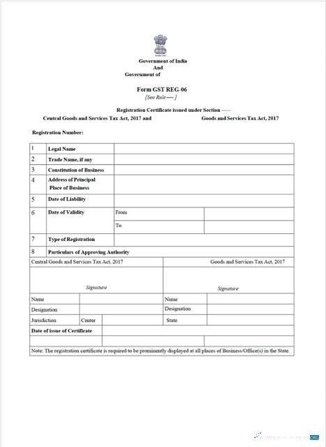 Download India certificate of GST registration Word and PDF template Photoshop template
